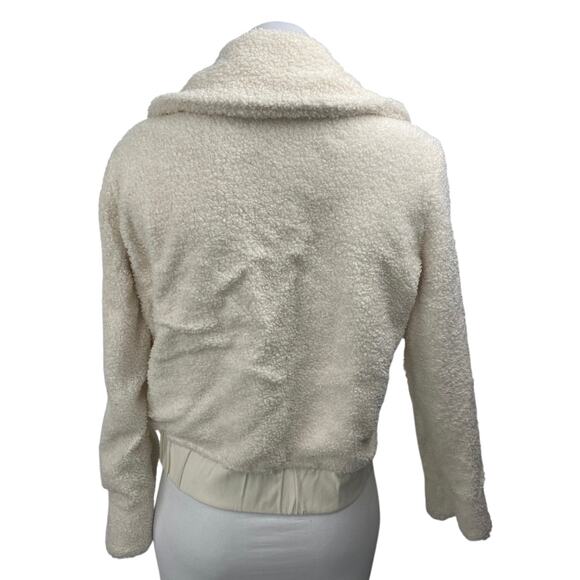 Banana Republic Cream Long Sleeve Full Zip Teddy Sherpa Bomber Jacket Size XS - Picture 3 of 5